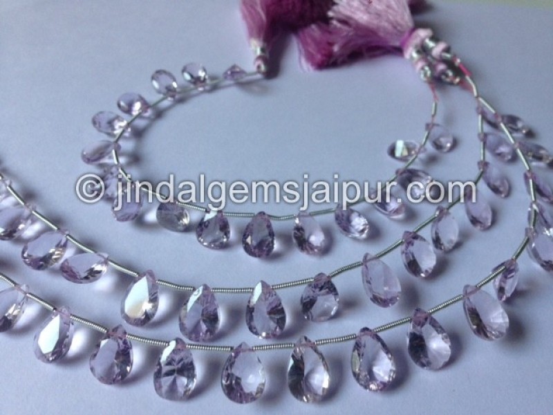 Pink Amethyst Concave Pear Shape Beads